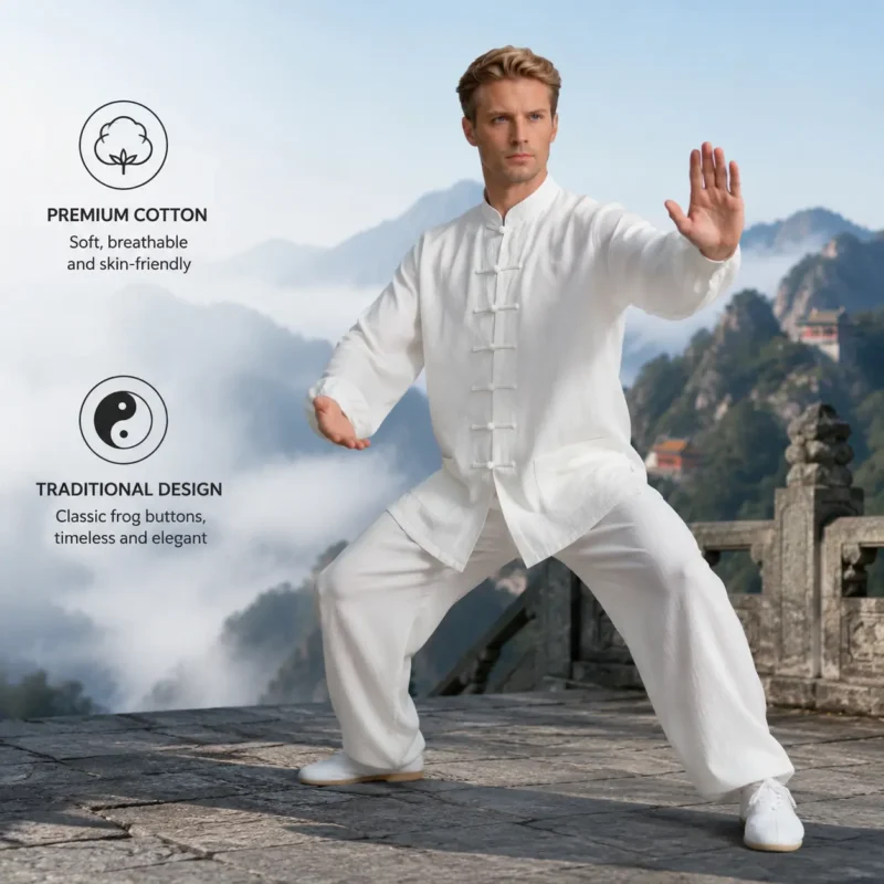 Lightweight Long-Sleeve Cotton-Linen Tai Chi Outfit