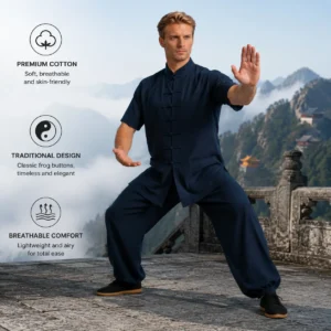 Wudang Mountain Taiji short sleeve men’s summer new style China style short sleeve thin Taiji retro Tang suit exercise clothes
