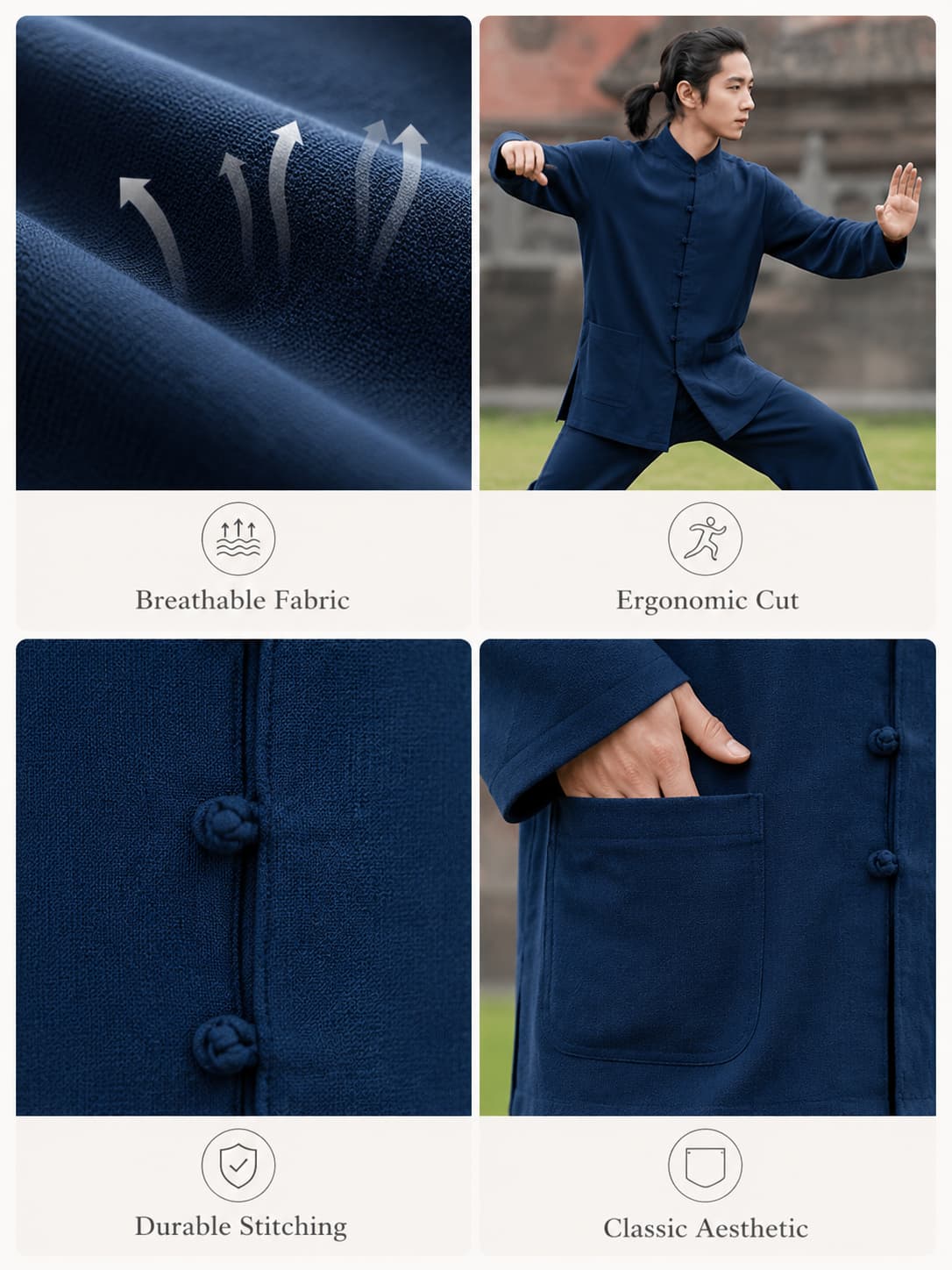 Wudang Mountain long sleeve thick Taiji clothing cotton and linen suit