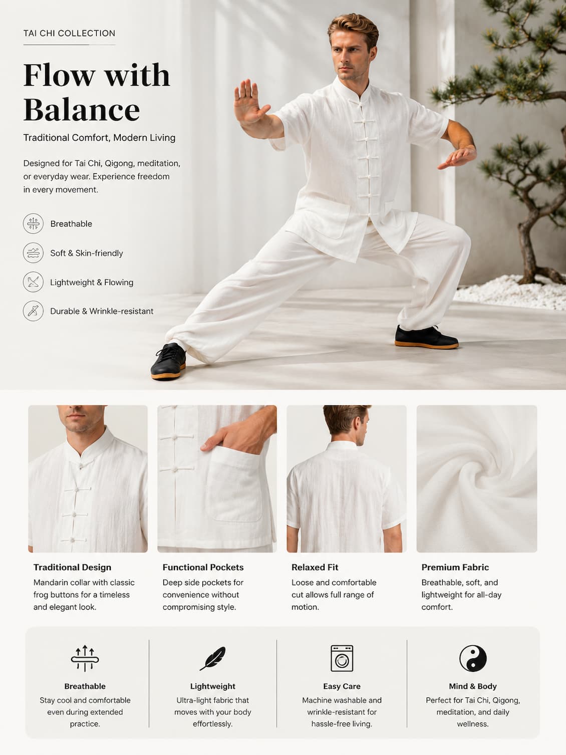 模特上身效果 1 - Tai Chi Clothing Kung Fu Uniform